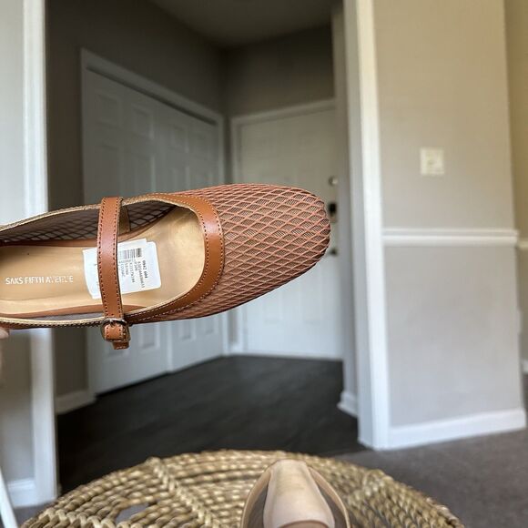 SAKS FIFTH AVENUE Brynn Leather & Mesh Flats In Brown Size 8.5 - Picture 13 of 14